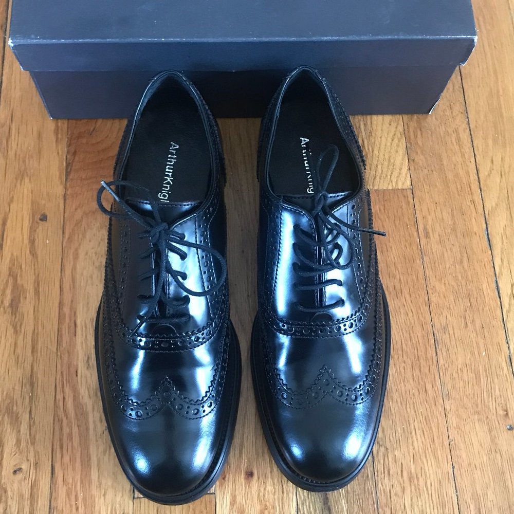 Women's Black Leather Oxford Brogue Size 7 or 38 by Arthur Knight